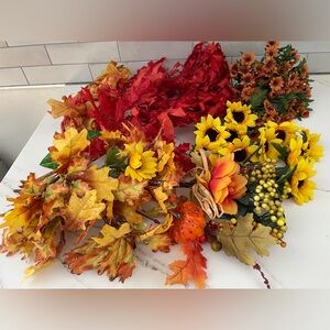 Fall Faux Flowers and Leaves Bundle